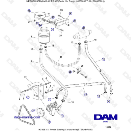 MERCRUISER CMD 4.2 ES 300 - Componentes de dirección asistida (sterndrive)