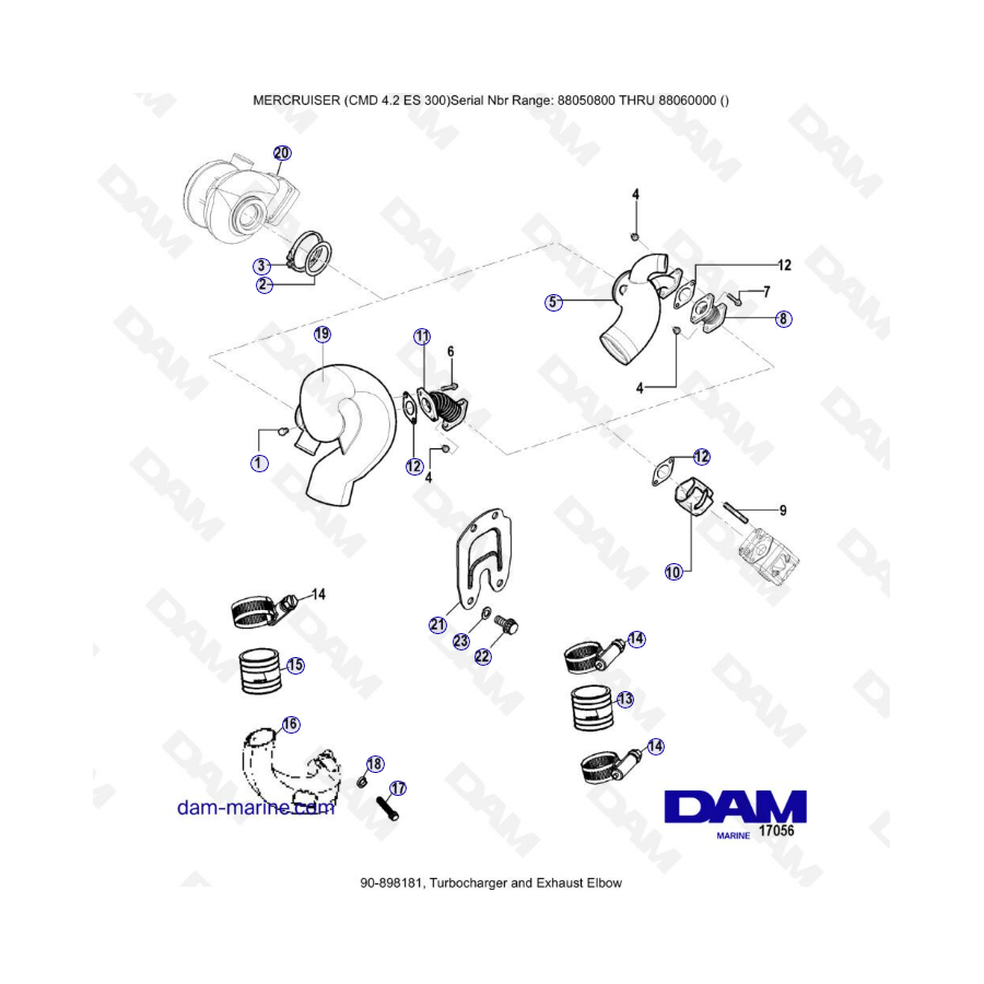 MERCRUISER CMD 4.2 ES 300 - Turbocharger & Exhaust elbow