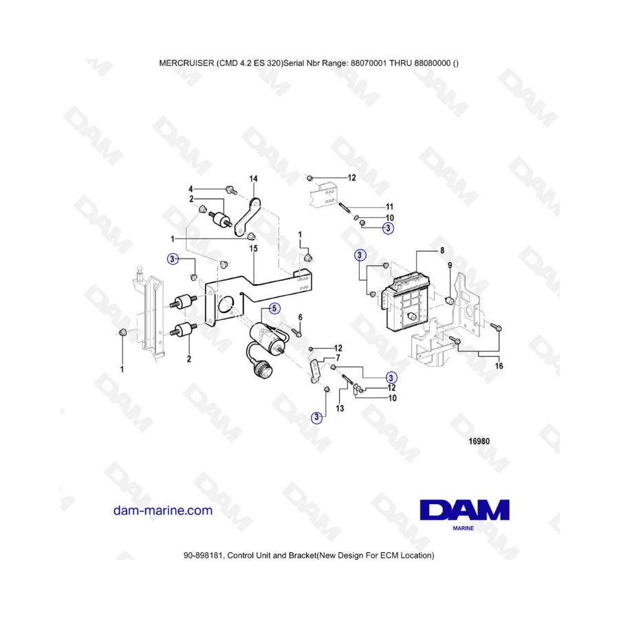 MERCRUISER CMD 4.2 ES 320 - Control unit &apos; bracket