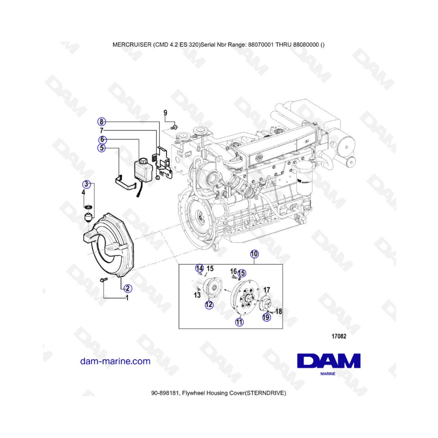 MERCRUISER CMD 4.2 ES 320 - Tapa de la carcasa del volante (sterndrive)