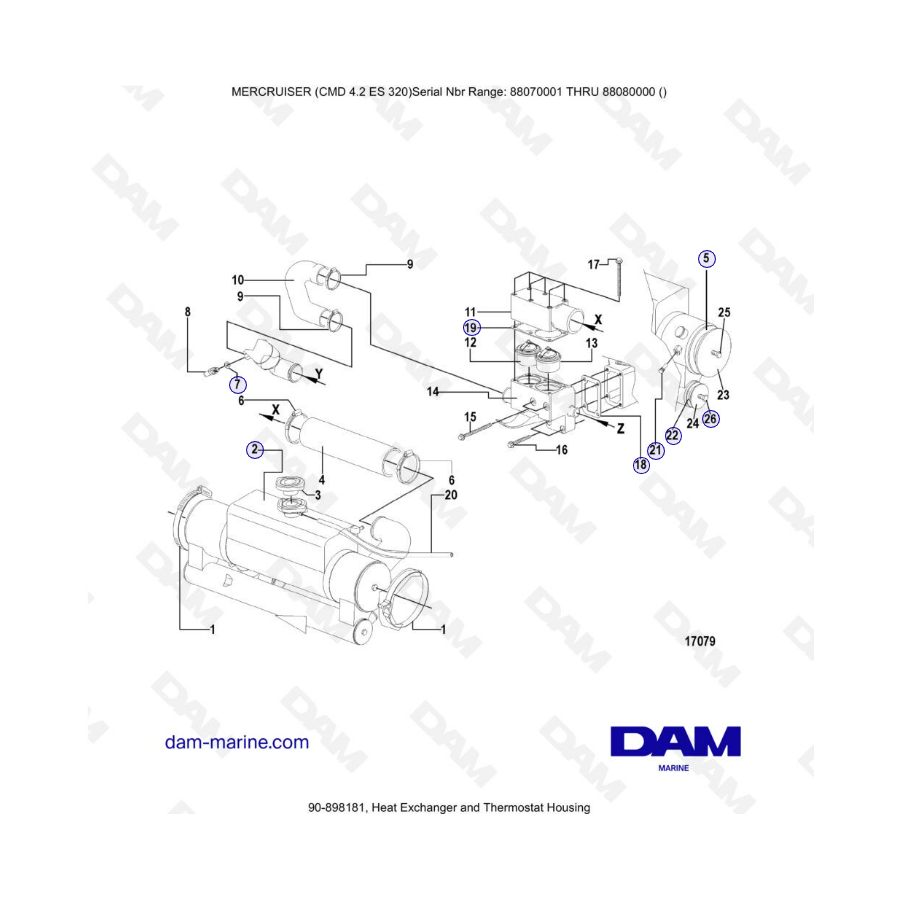 MERCRUISER CMD 4.2 ES 320 - Heat exchanger & thermostat housing