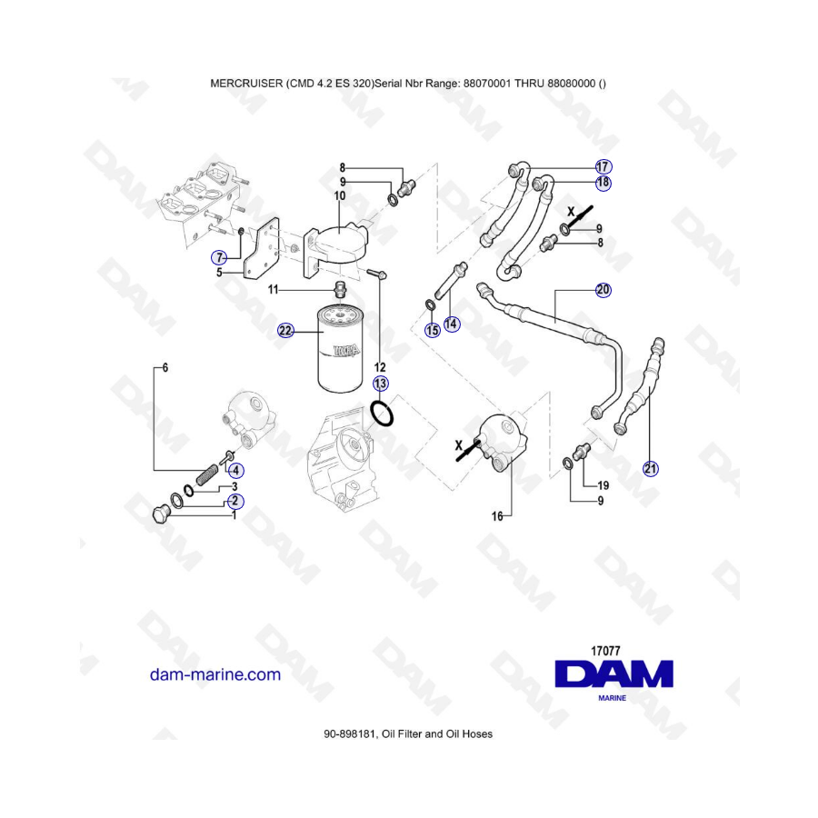 MERCRUISER CMD 4.2 ES 320 - Oil filter & Oil Hoses