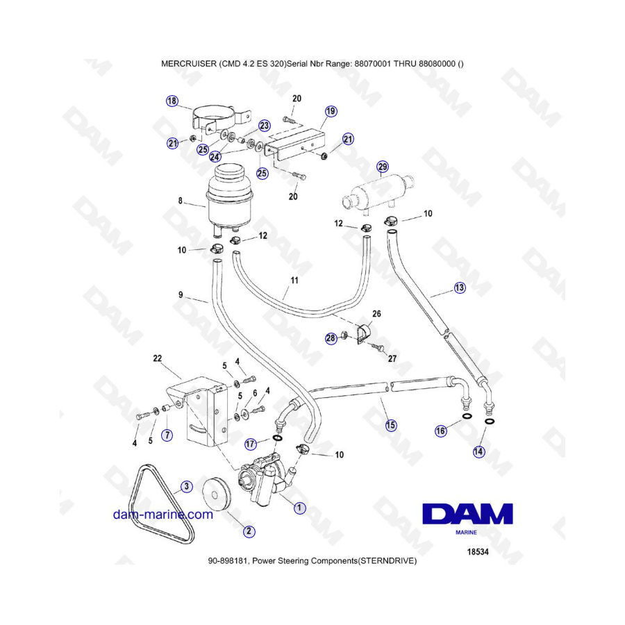 MERCRUISER CMD 4.2 ES 320 - Componentes de dirección asistida