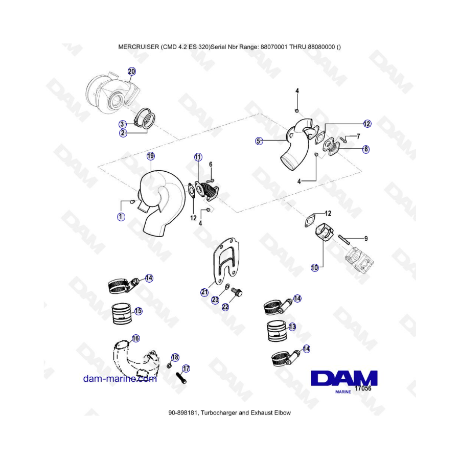 MERCRUISER CMD 4.2 ES 320 - Turbocharger & exhaust elbow