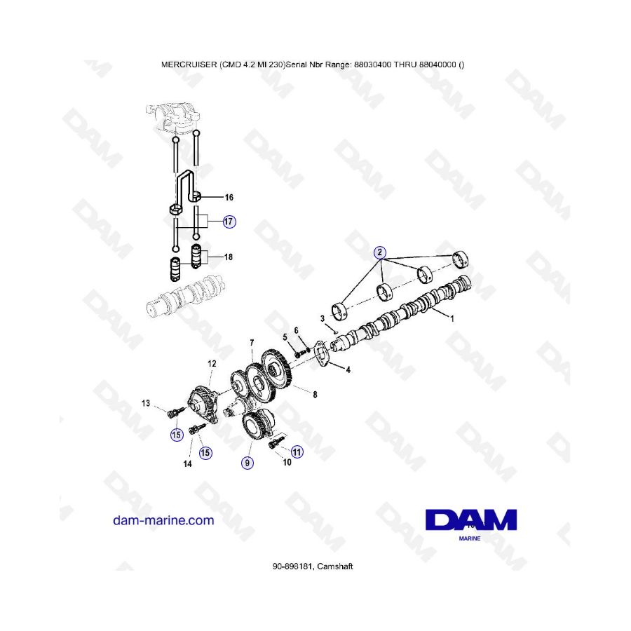 MERCRUISER CMD 4.2 MI 230 - Arbol de levas