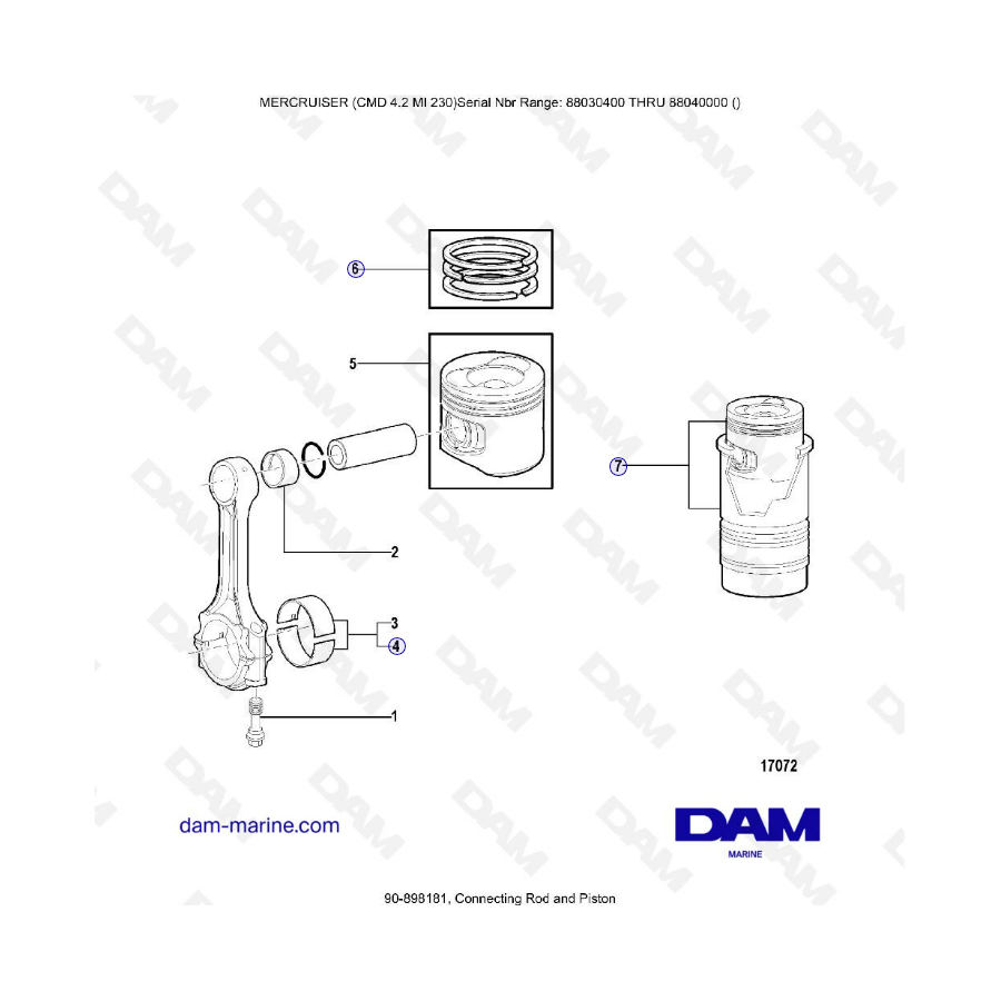 MERCRUISER CMD 4.2 MI 230 - Connecting rod & piston