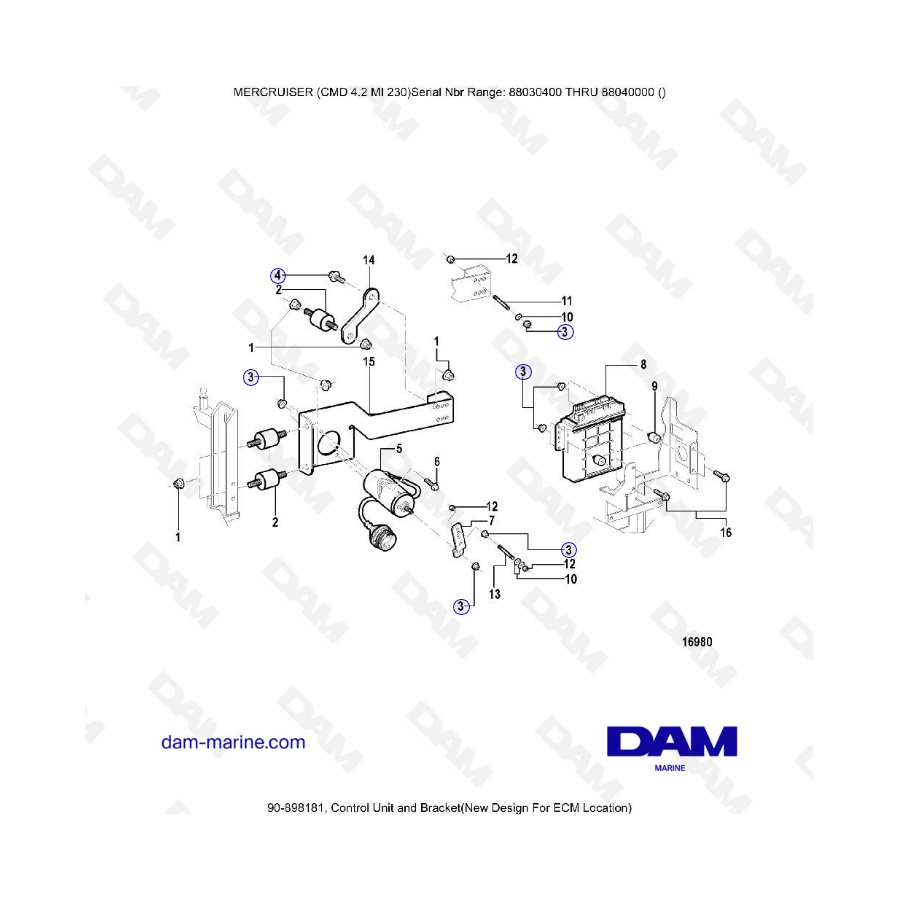 MERCRUISER CMD 4.2 MI 230 - Control unit &apos; bracket