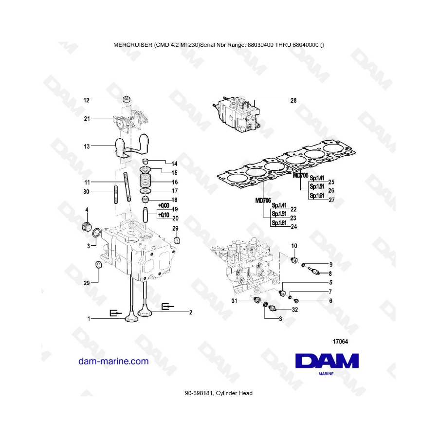 MERCRUISER CMD 4.2 MI 230 - Cylinder head