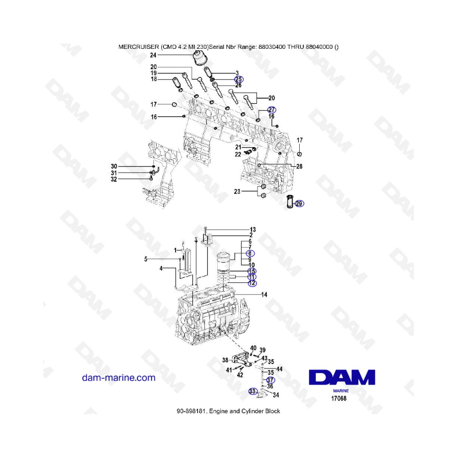 MERCRUISER CMD 4.2 MI 230 - Motor y bloque de cilindros