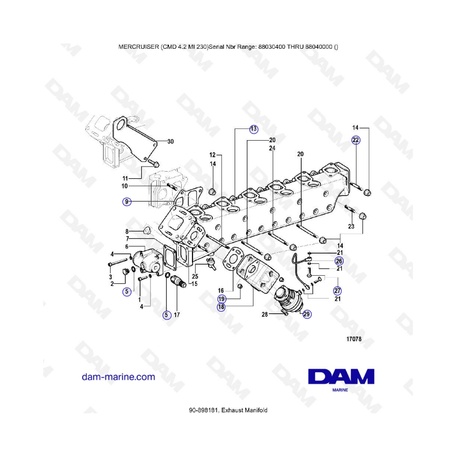 MERCRUISER CMD 4.2 MI 230 - Colector de escape