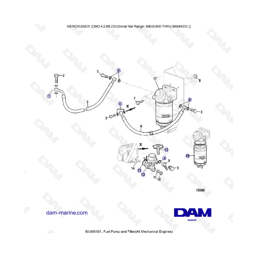 MERCRUISER CMD 4.2 MI 230 - Fuel pump &apos; filter (mecha)