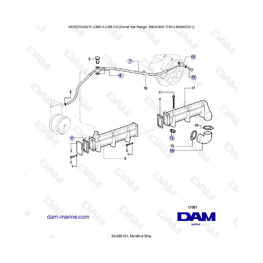 MERCRUISER CMD 4.2 MI 230 - Manifold strip