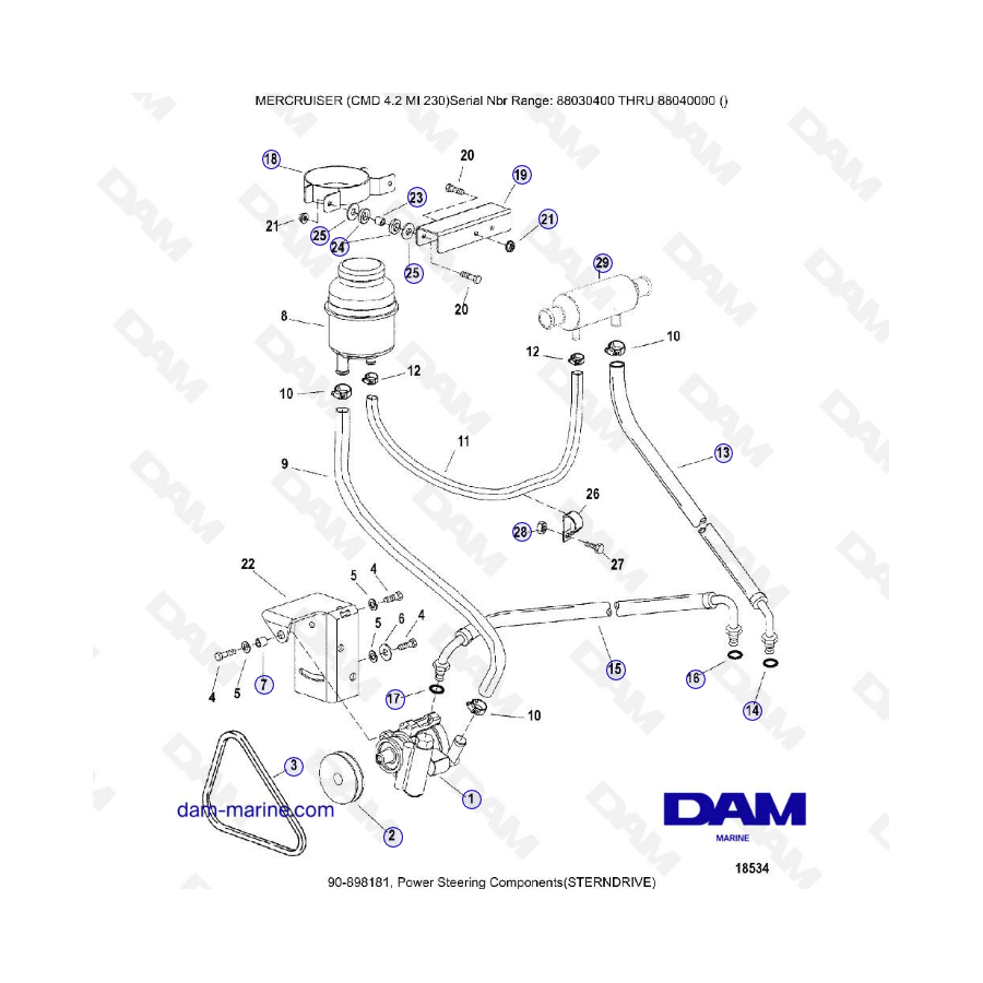 MERCRUISER CMD 4.2 MI 230 - Componentes de dirección asistida (sterndrive)