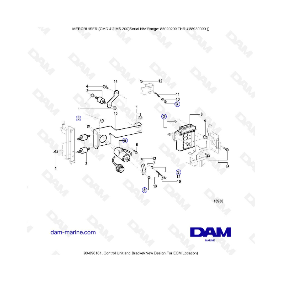 MERCRUISER CMD 4.2 MS 200 - Control unit &apos; bracket