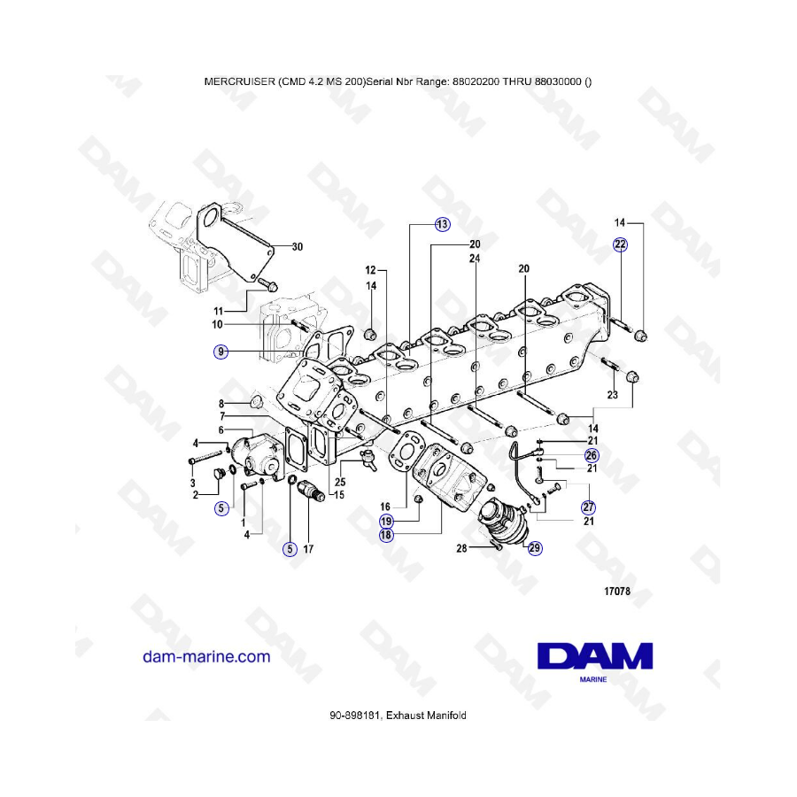 MERCRUISER CMD 4.2 MS 200 - Colector de escape