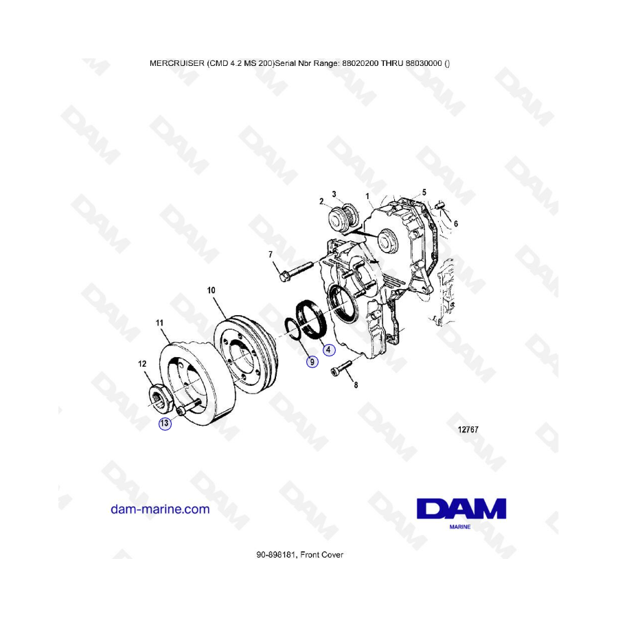 MERCRUISER CMD 4.2 MS 200 - Tapa delantera