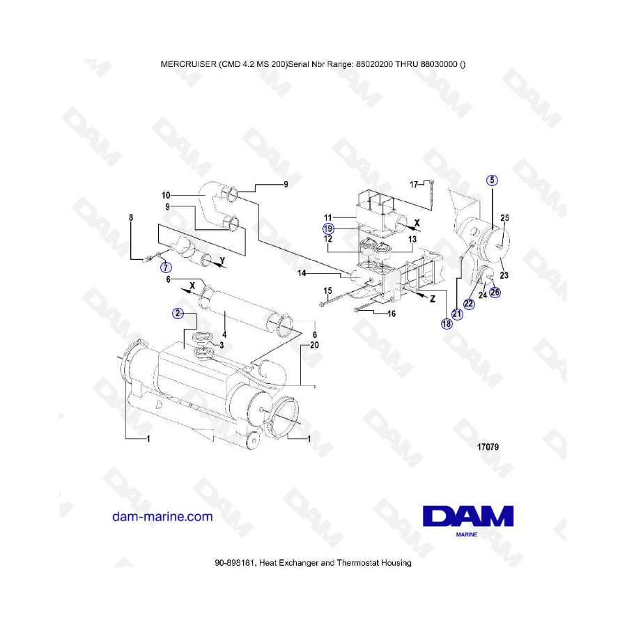 MERCRUISER CMD 4.2 MS 200 - Heat exchanger & thermostat housing