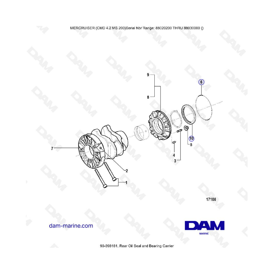 MERCRUISER CMD 4.2 MS 200 - Rear oil seal & bearing carrier