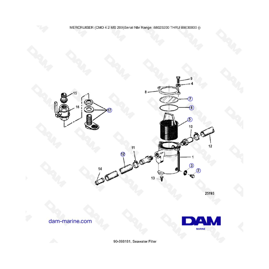 MERCRUISER CMD 4.2 MS 200 - Seawater filter