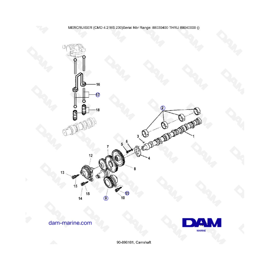 MERCRUISER CMD 4.2 MS 230 - Árbol de levas