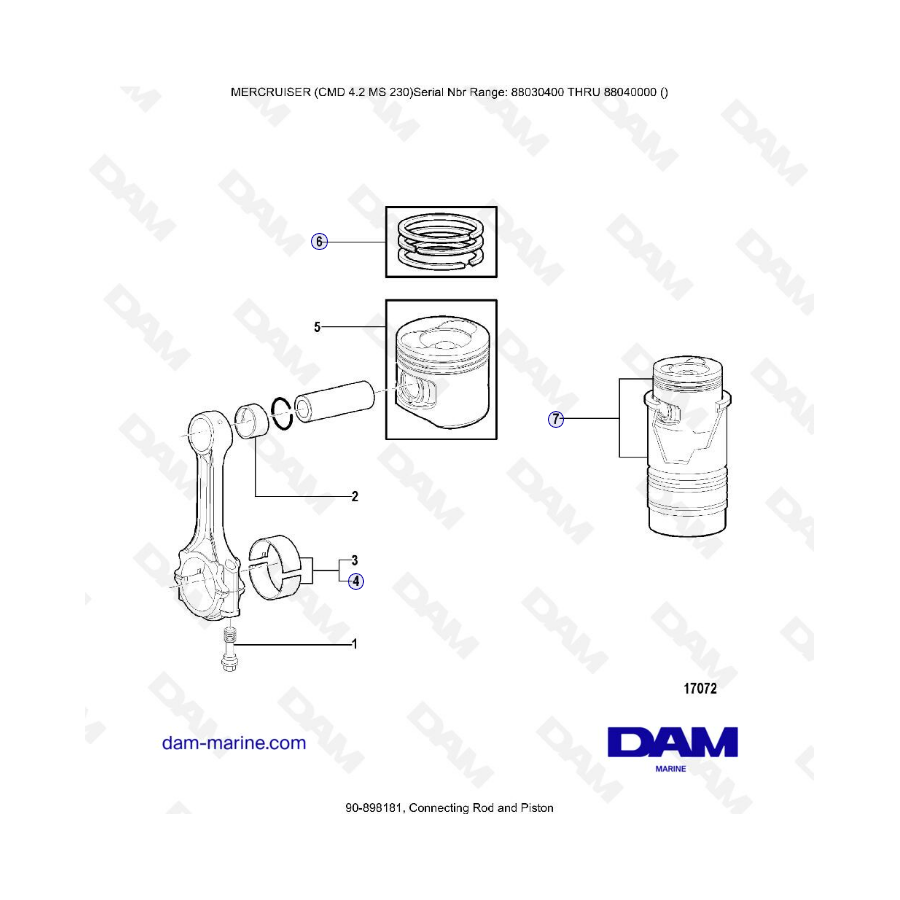 MERCRUISER CMD 4.2 MS 230 - Connecting rod & piston