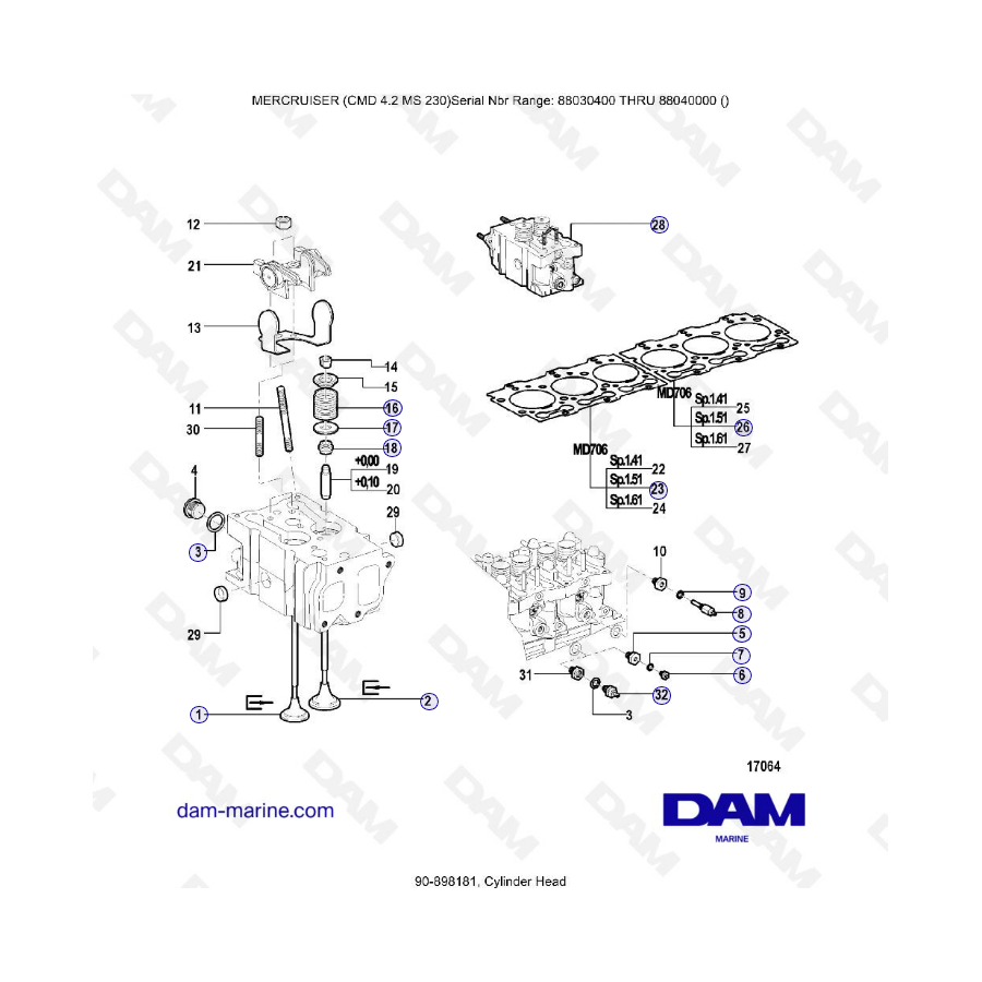 MERCRUISER CMD 4.2 MS 230 - Cylinder head