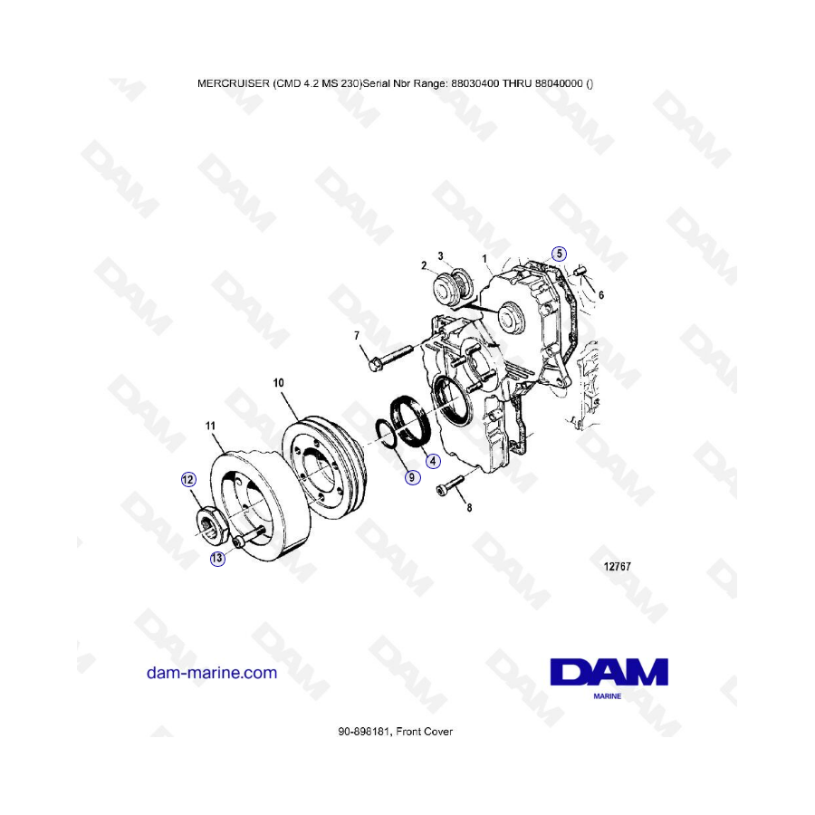 MERCRUISER CMD 4.2 MS 230 - Tapa delantera