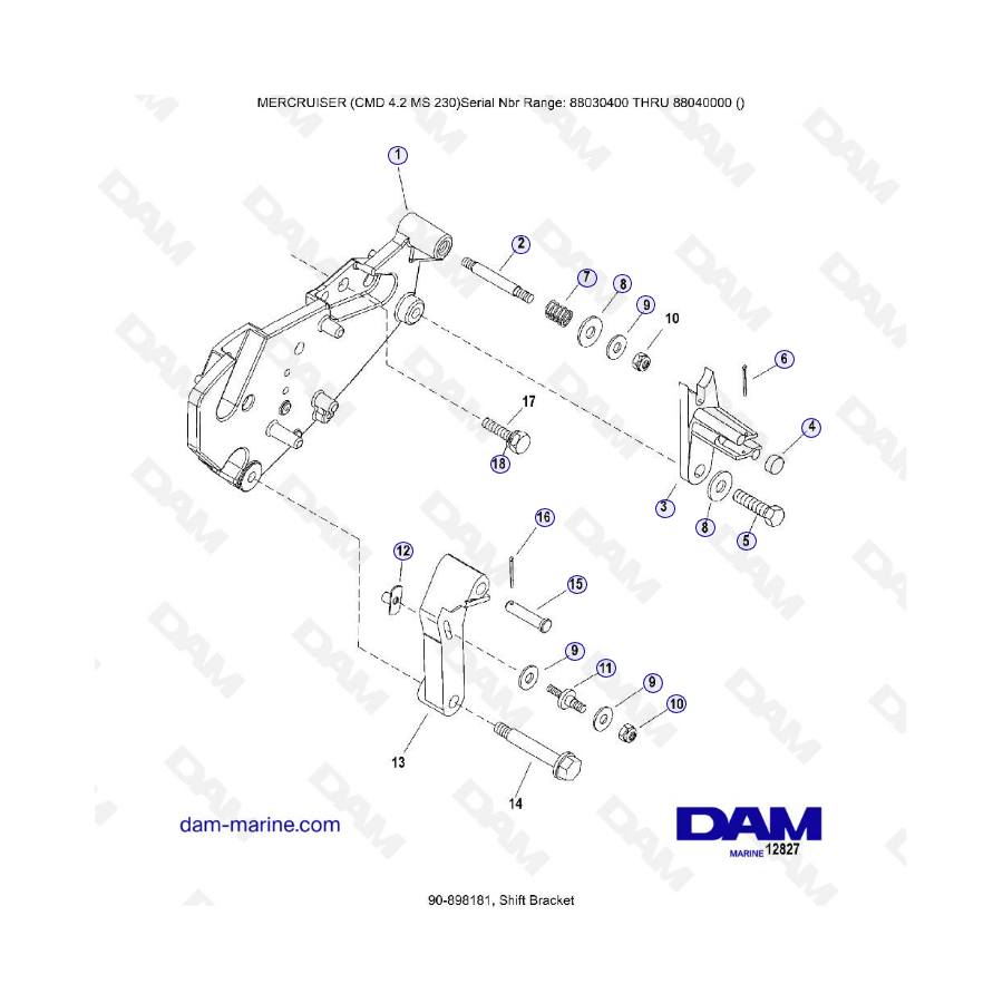 MERCRUISER CMD 4.2 MS 230 - Shift bracket