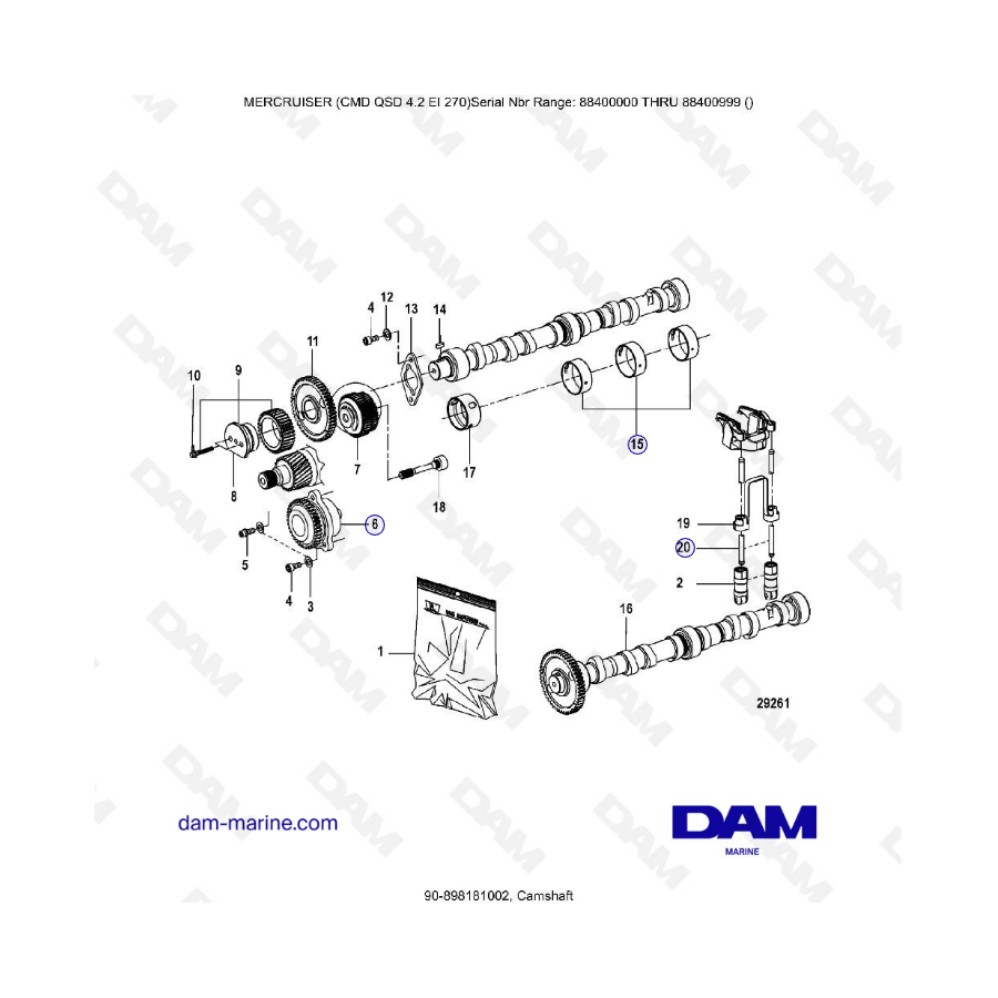 MERCRUISER CMD QSD 4.2 EI 270 - Arbol de levas