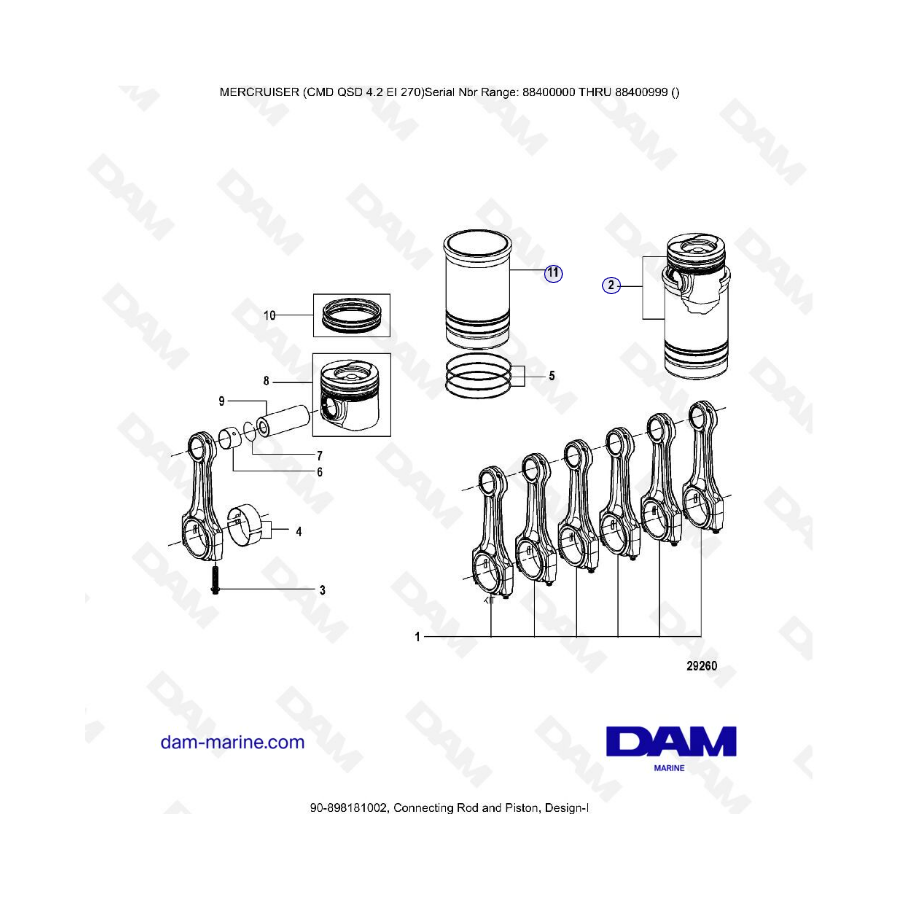 MERCRUISER CMD QSD 4.2 EI 270 - Biela y pistón