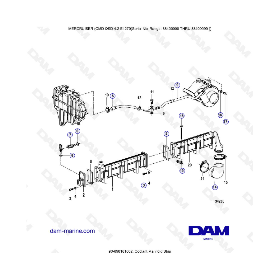 MERCRUISER CMD QSD 4.2 EI 270 - Coolant manifold strip