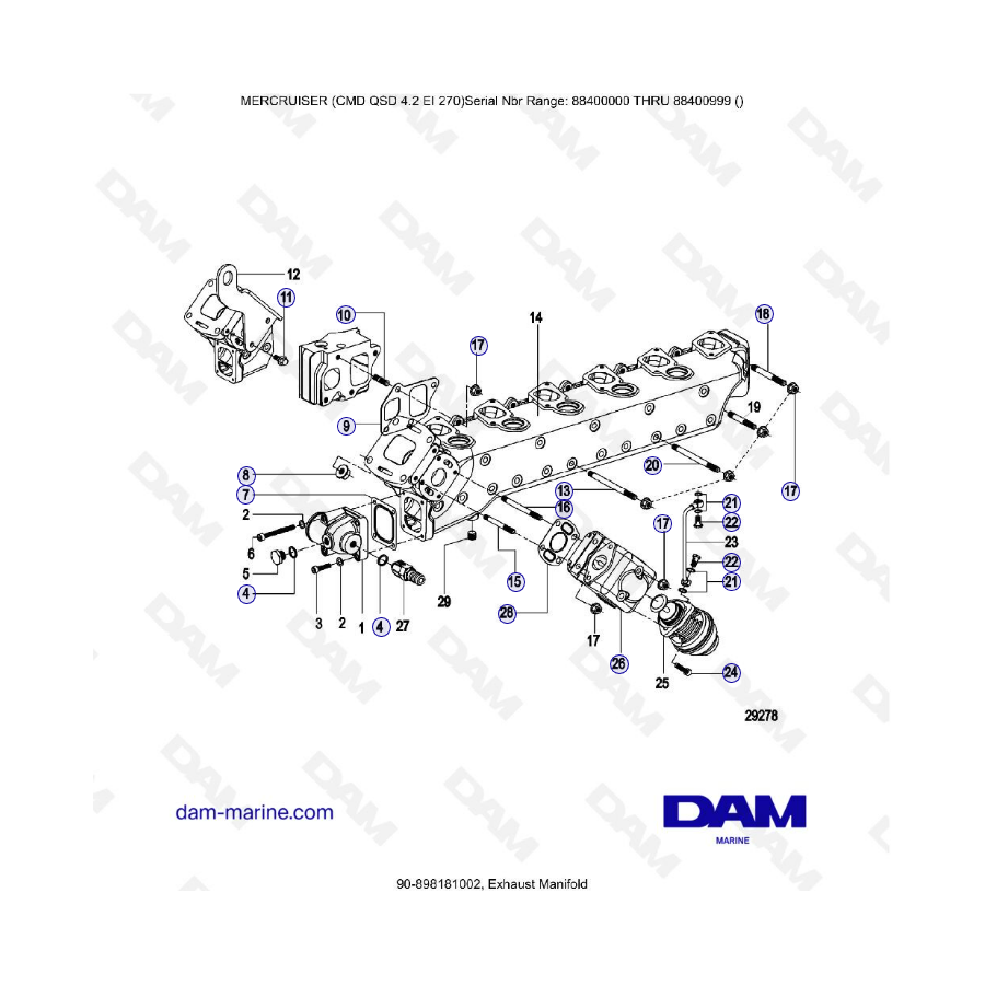 MERCRUISER CMD QSD 4.2 EI 270 - Colector de escape