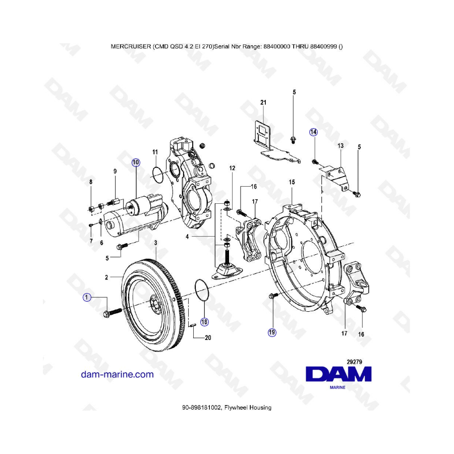 MERCRUISER CMD QSD 4.2 EI 270 - Flywheel housing