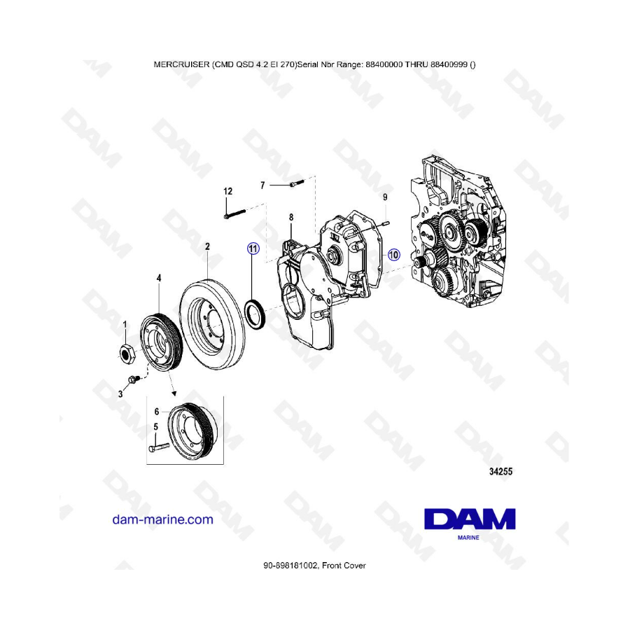 MERCRUISER CMD QSD 4.2 EI 270 - Tapa delantera