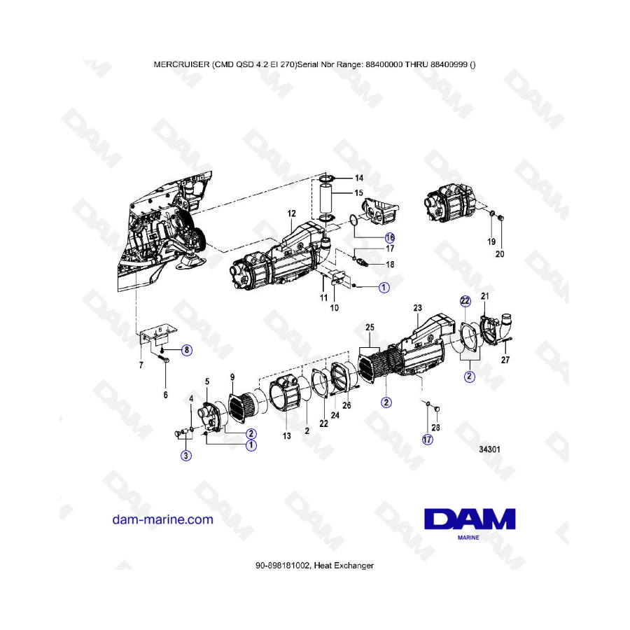 MERCRUISER CMD QSD 4.2 EI 270 - Intercambiador de calor