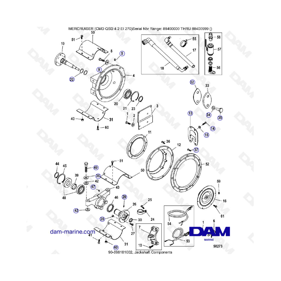 MERCRUISER CMD QSD 4.2 EI 270 - Eje secundario componentes