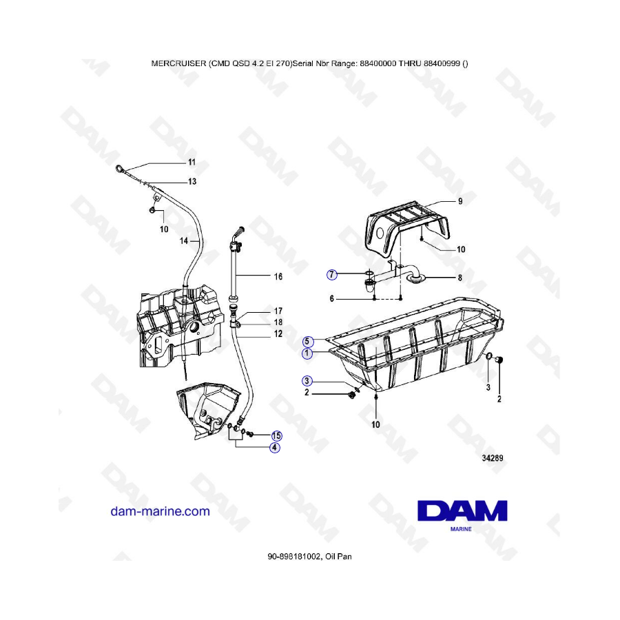 MERCRUISER CMD QSD 4.2 EI 270 - Cárter de aceite