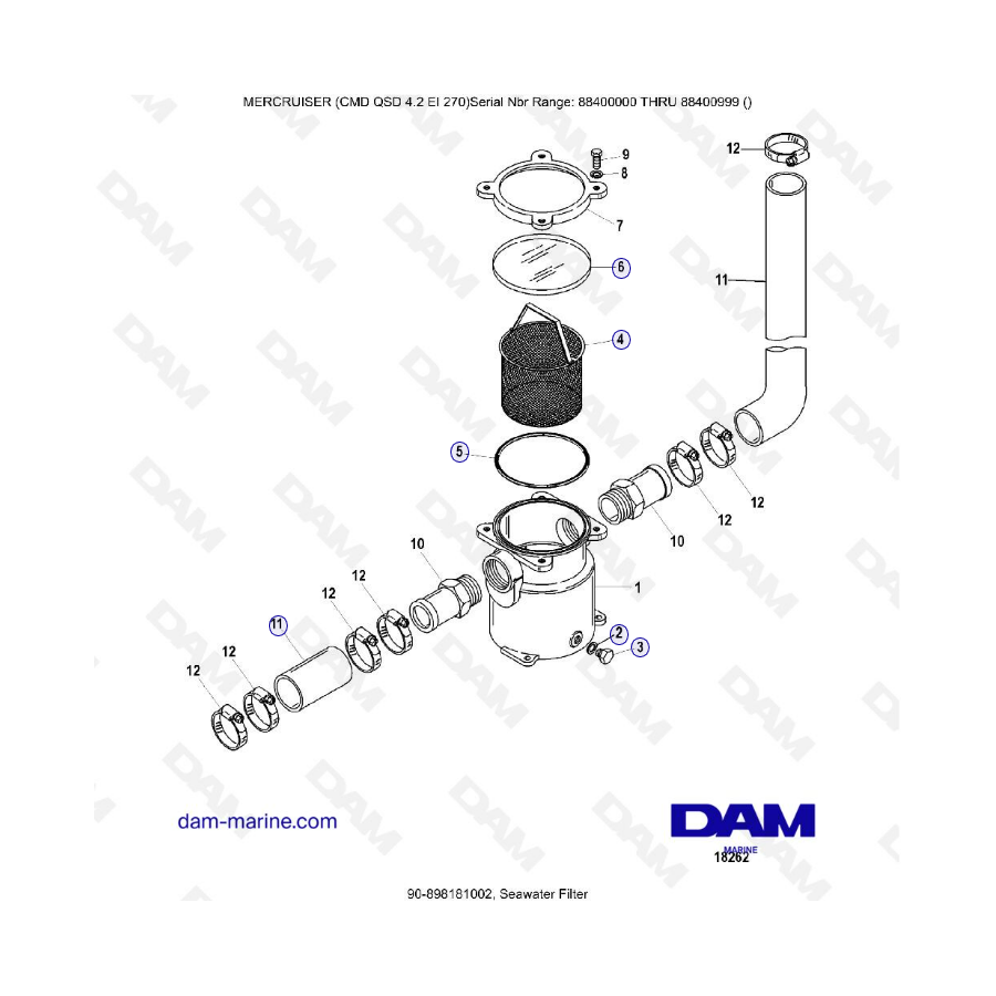 MERCRUISER CMD QSD 4.2 EI 270 - Filtro de agua de mar