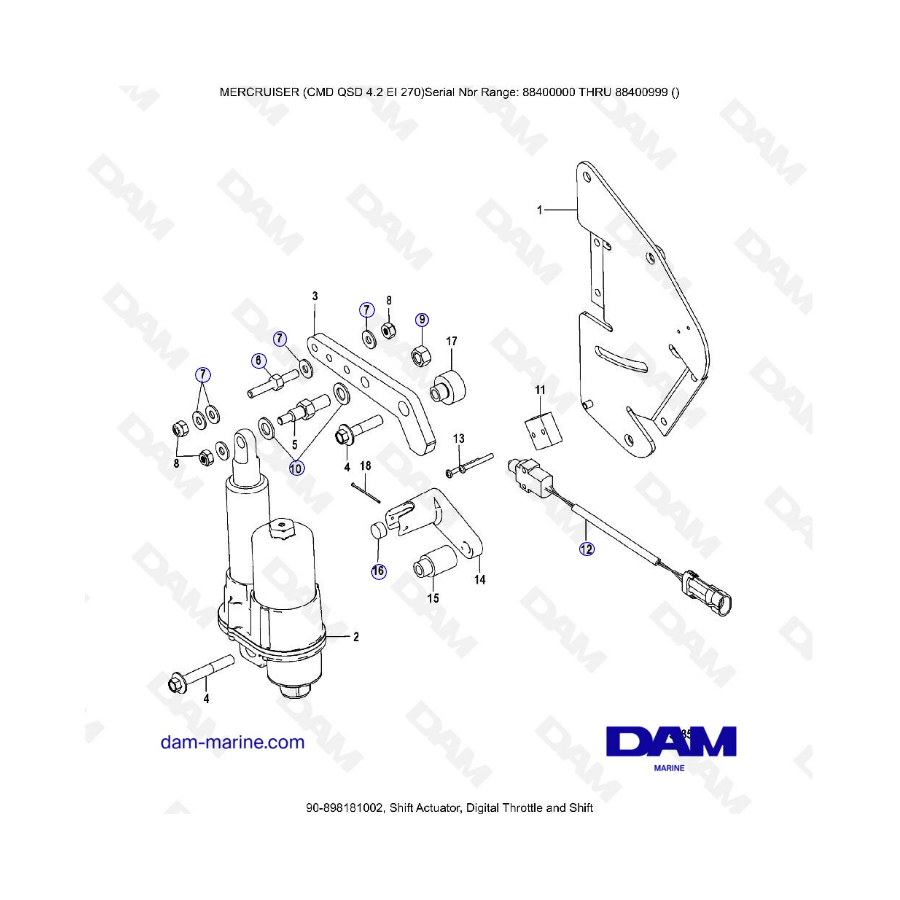 MERCRUISER CMD QSD 4.2 EI 270 - Actuador de cambio, acelerador digital y cambio