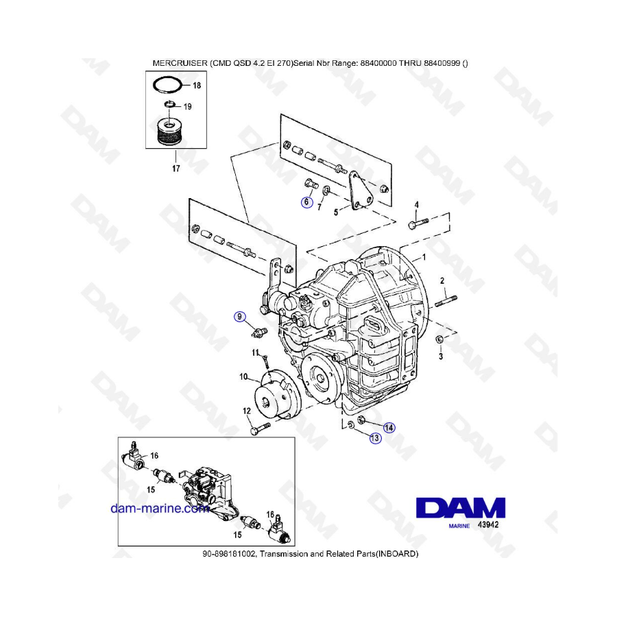 MERCRUISER CMD QSD 4.2 EI 270 - Transmisión y piezas relacionadas (intraborda)