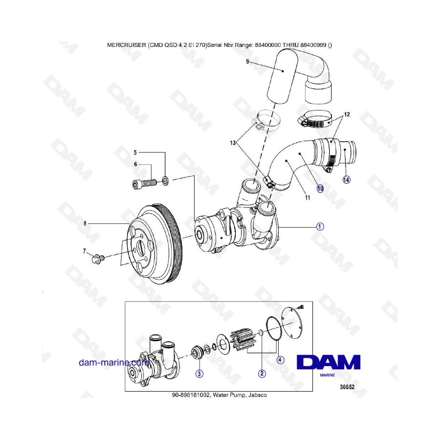 MERCRUISER CMD QSD 4.2 EI 270 - Water pump Jabsco