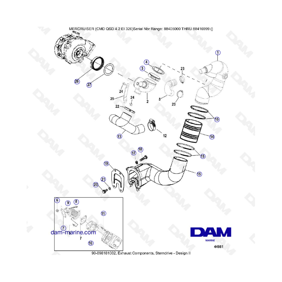 MERCRUISER CMD QSD 4.2 EI 320 - Componentes de escape (sterndrive) 2