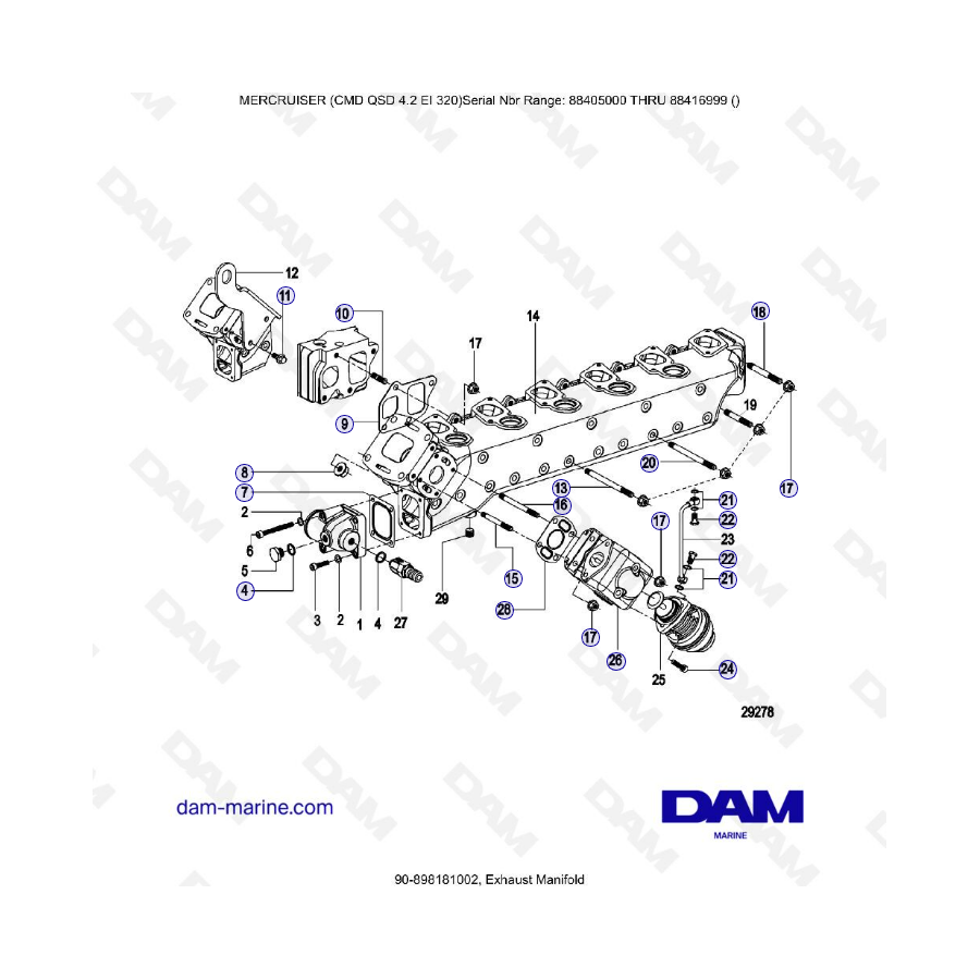 MERCRUISER CMD QSD 4.2 EI 320 - Colector de escape