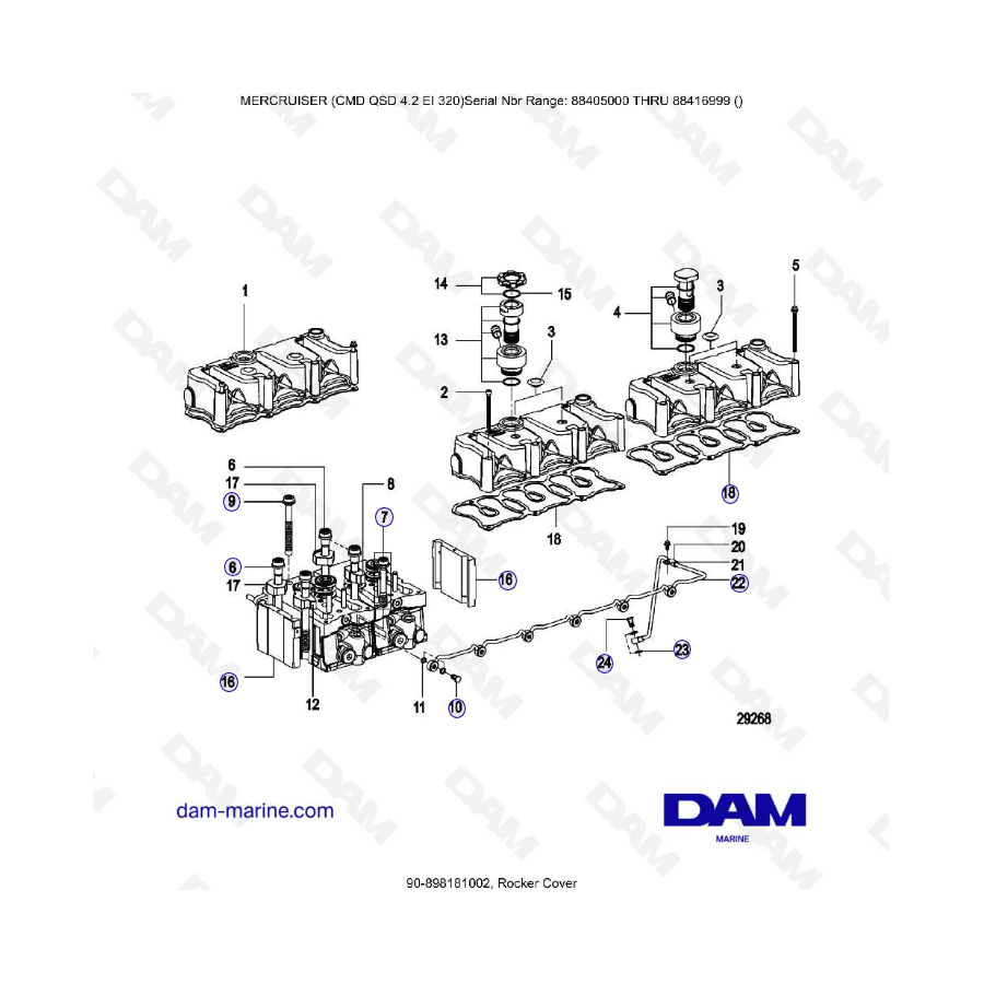 MERCRUISER CMD QSD 4.2 EI 320 - Tapa de balancines