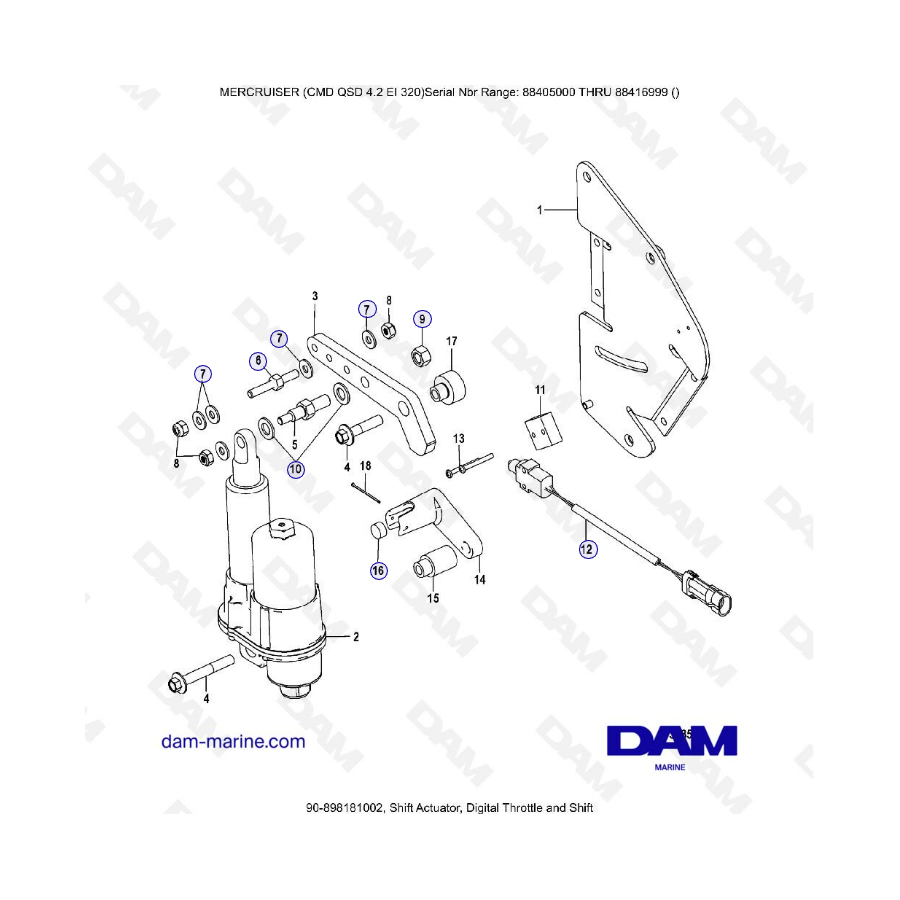 MERCRUISER CMD QSD 4.2 EI 320 - Actuador de cambio, acelerador digital y cambio