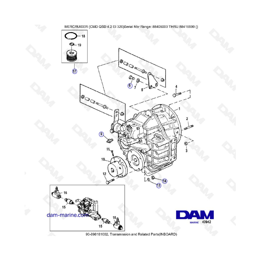 MERCRUISER CMD QSD 4.2 EI 320 - Transmisión y piezas relacionadas (intraborda)