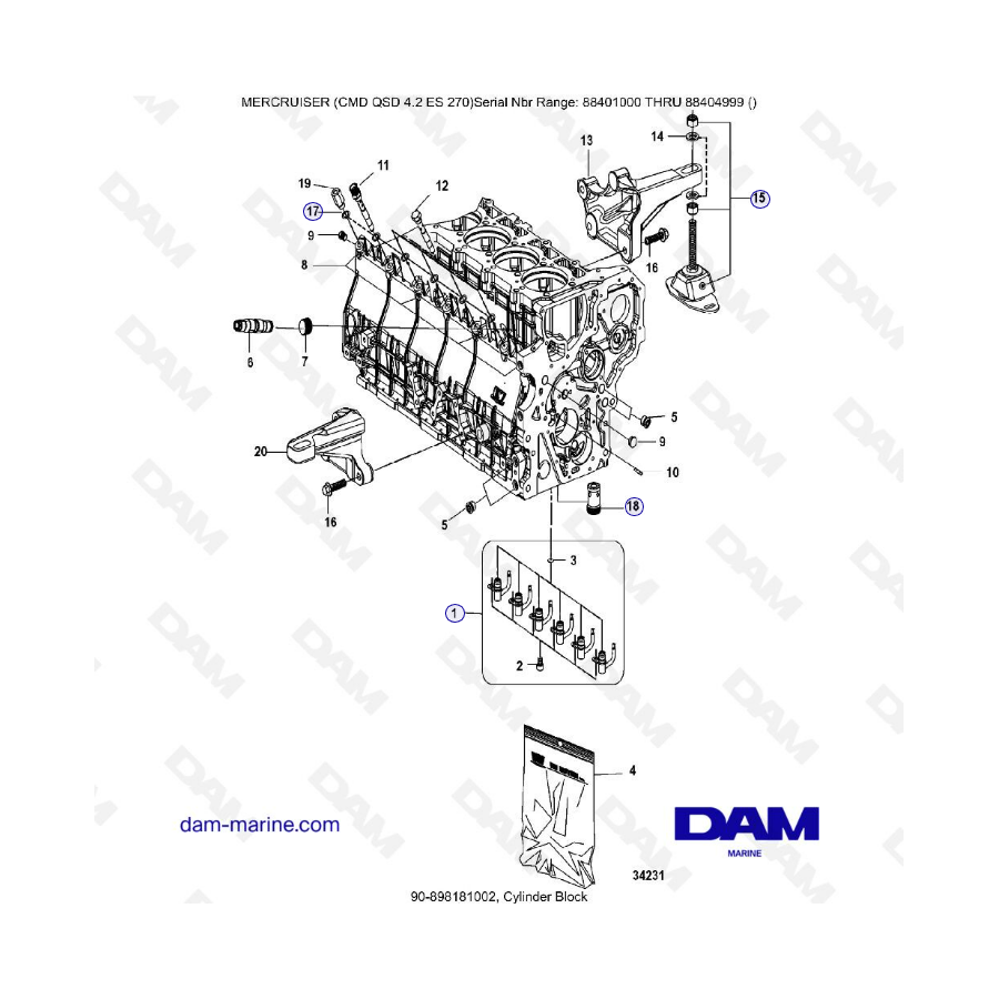 MERCRUISER CMD QSD 4.2 ES 270 - Bloque motor