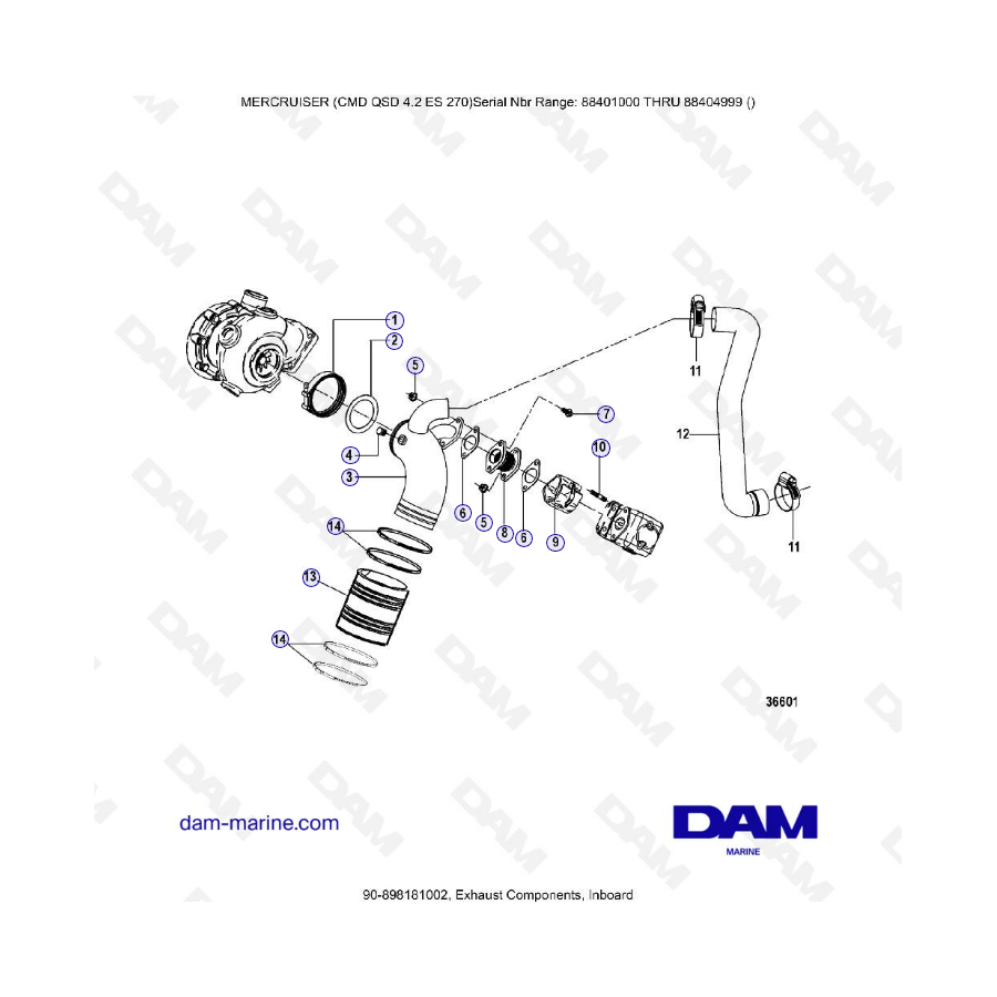 MERCRUISER CMD QSD 4.2 ES 270 - Componentes de escape (interior)