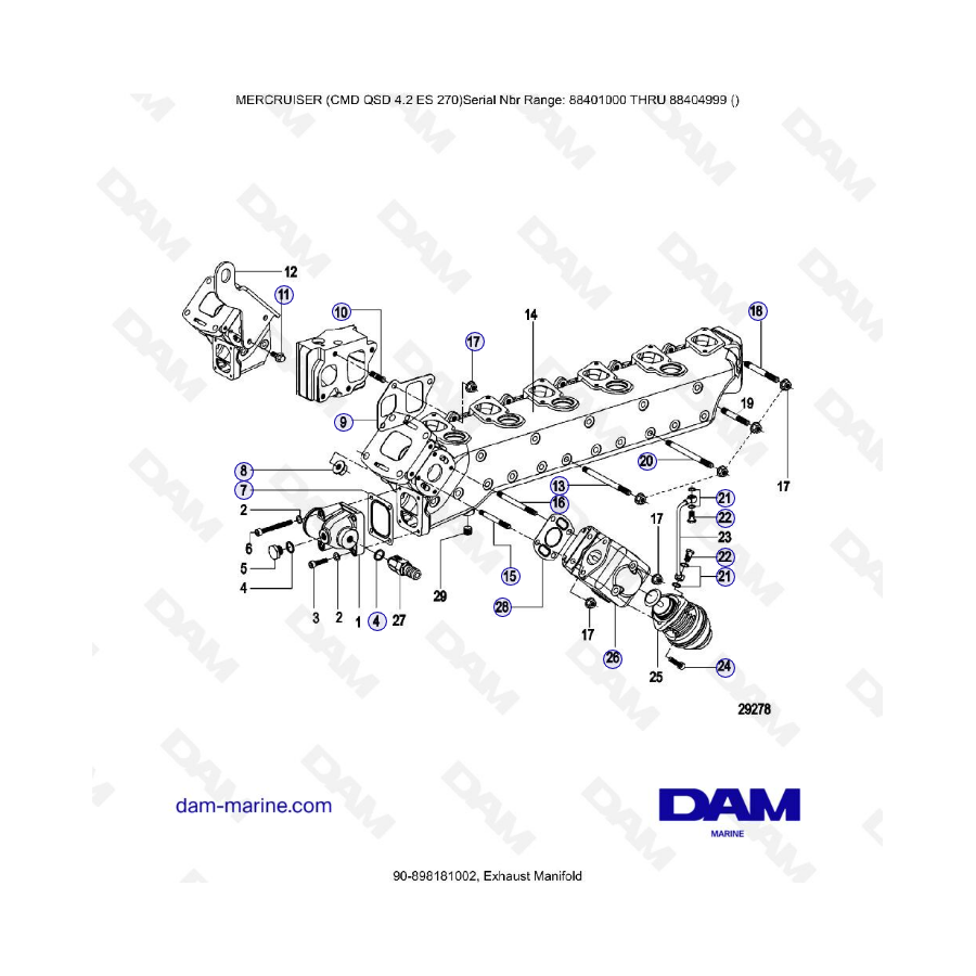 MERCRUISER CMD QSD 4.2 ES 270 - Colector de escape