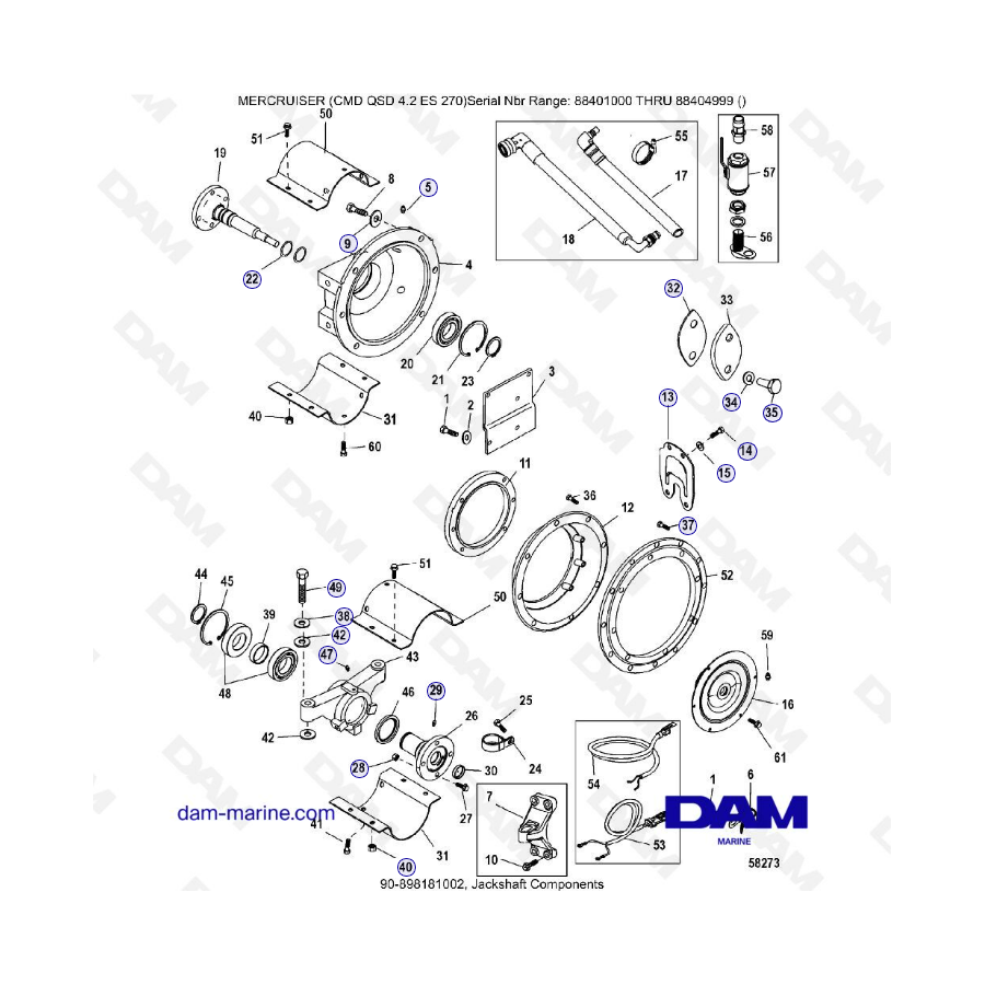 MERCRUISER CMD QSD 4.2 ES 270 - Eje secundario componentes